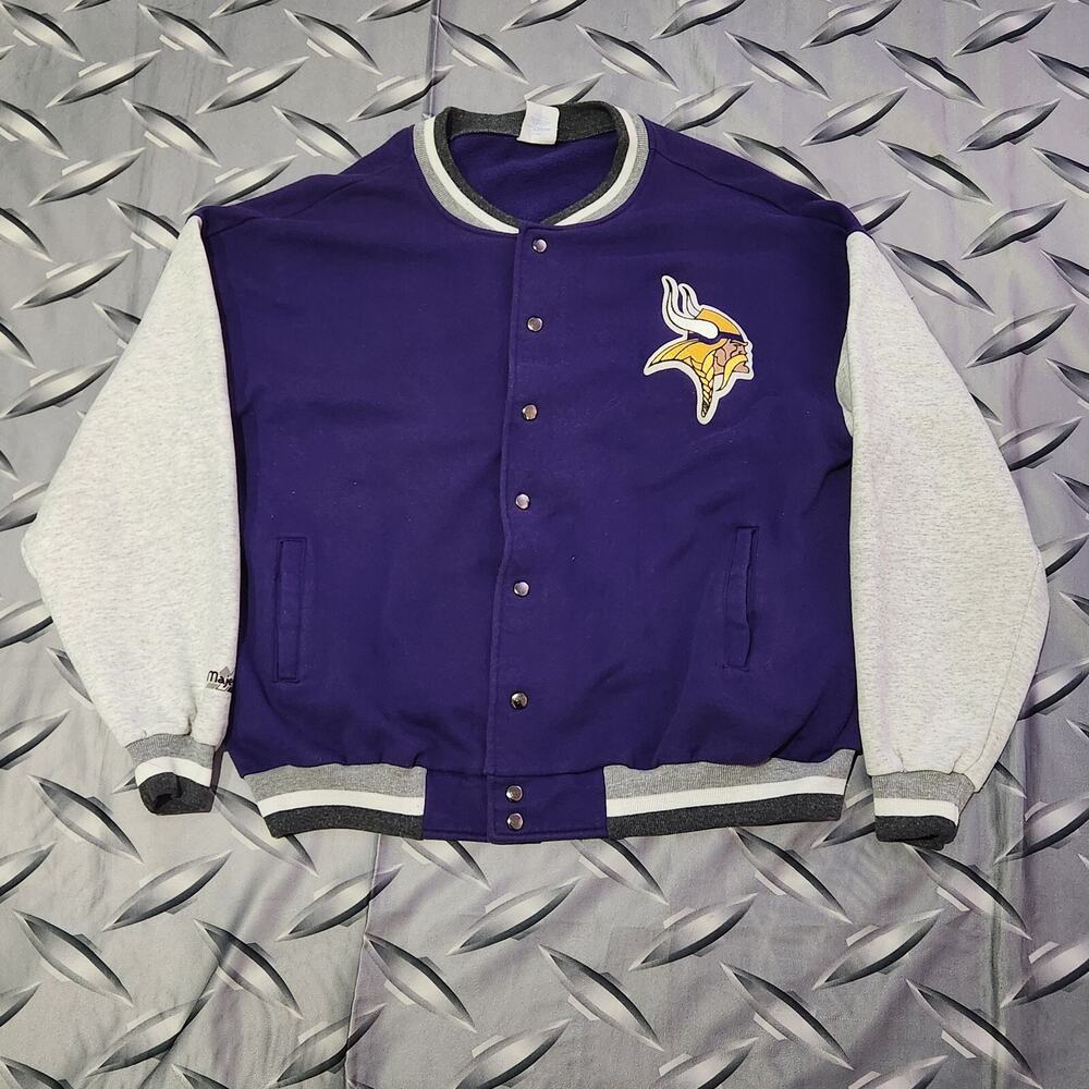 VTG Minnesota Vikings Majestic Cotton Varsity Jacket Size 2XL (Fits XL) USA MADE